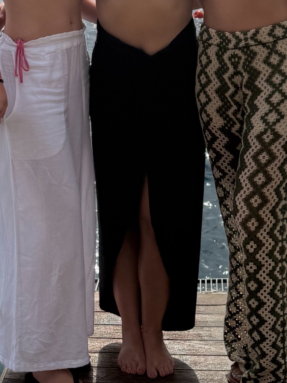 SKIMS Black V-Waist sarong maxi Skirt with Center Front Slit